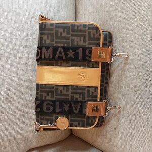Fendi Brown and Gold Crossbody Bag. NO Shoulder Strap